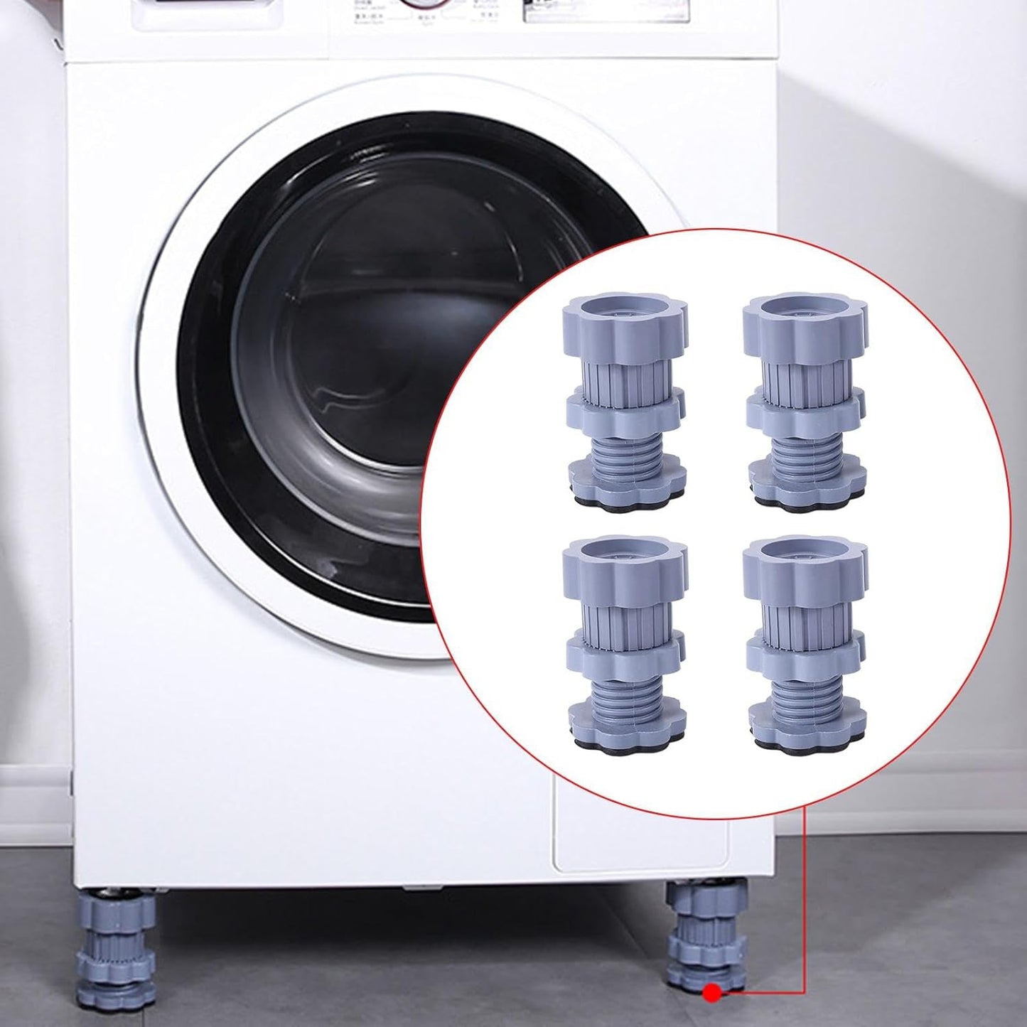 VibroGuard™️ Washing Machine Adjustable Height Footpads (Pack of 4) – Anti-Vibration Pads for Noise Reduction and Appliance Stability