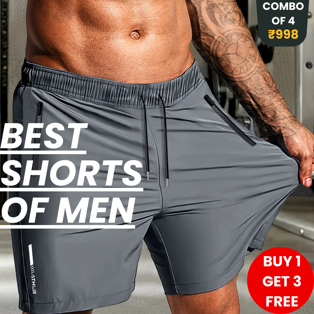 Men's Stretchable Cotton Shorts: Buy 2 Get 2 Free
