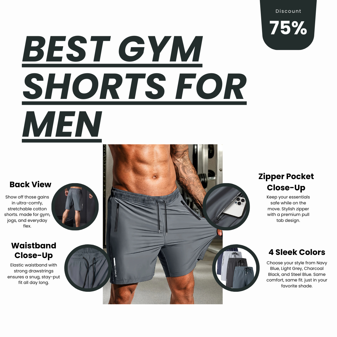 Men's Stretchable Cotton Shorts: Buy 2 Get 2 Free
