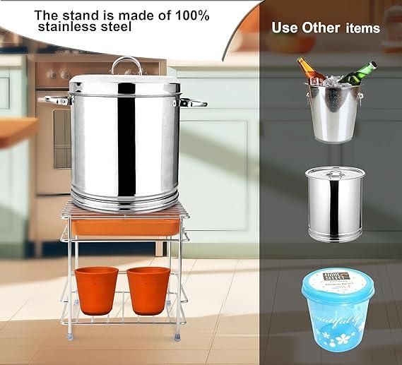 Heavy Duty Stainless Steel Matka Stand with Water Tray – For Flat Base Matkas & Drums