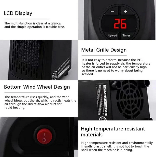 Electric Portable Mini Handy Heater Plug-In Wall (400w)
