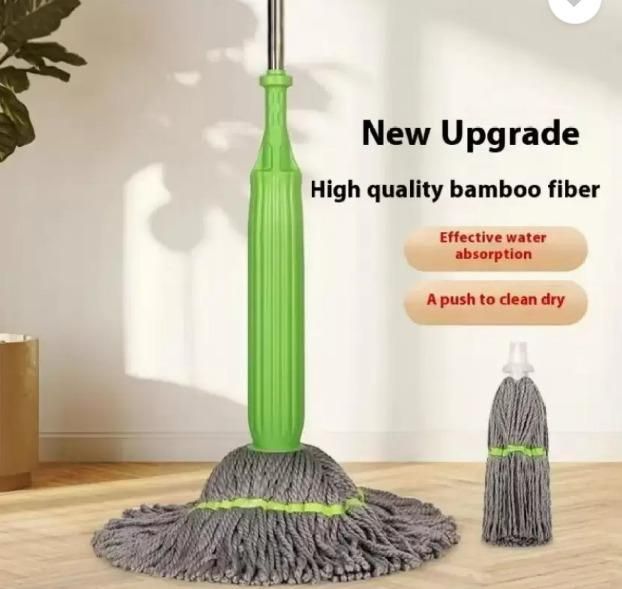 Trenzio 360° Spin Bamboo Mop | Self-Wringing, Reusable Microfiber Pad 🌱