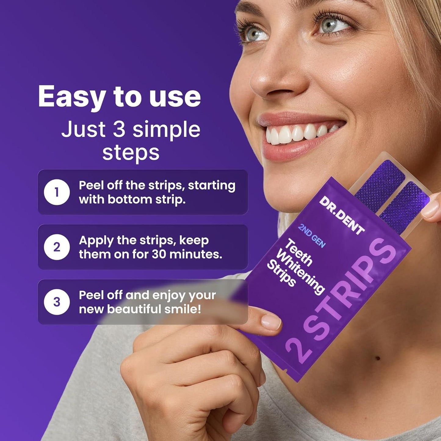Purple Teeth Whitening Strips 42 Strips (Pack of 1)