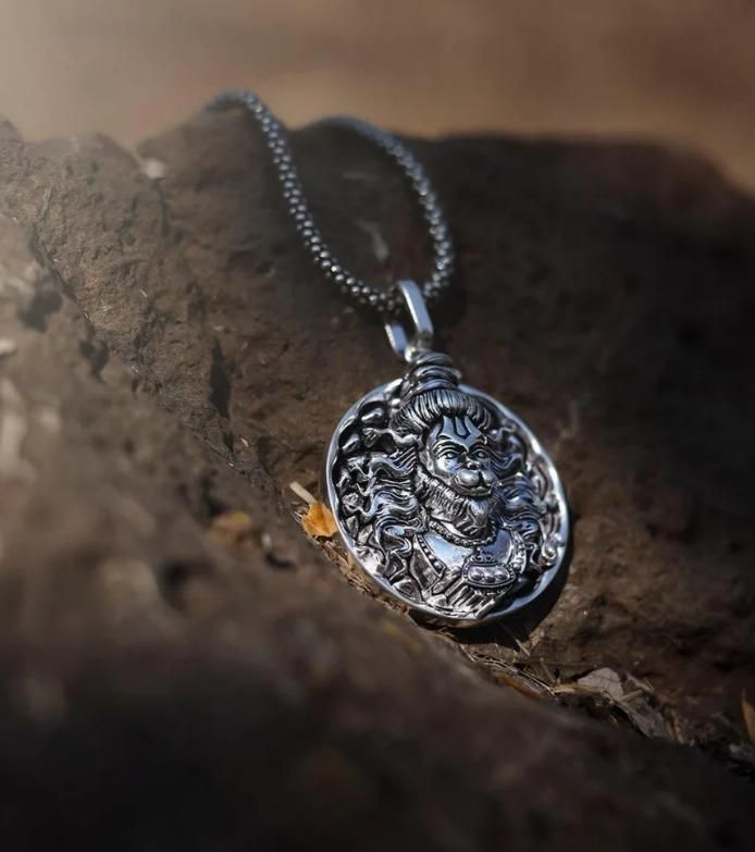 Silver Plated Hanuman Ji Locket With Chain