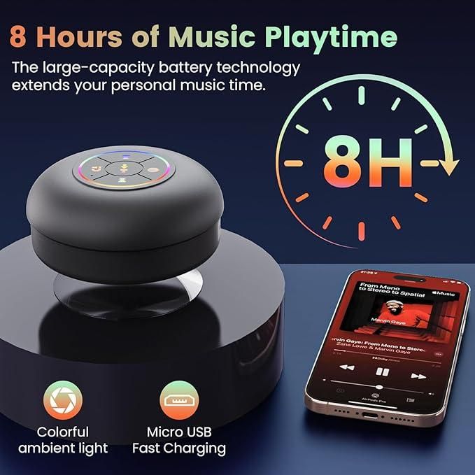 Bathroom Waterproof Wireless Bluetooth Speakers with LED Light