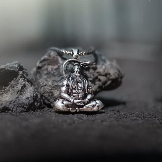 Silver Hanuman Ji Locket With Chain