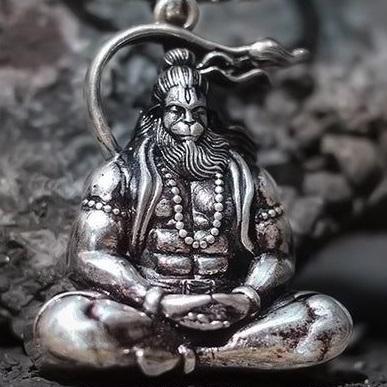 Silver Hanuman Ji Locket With Chain