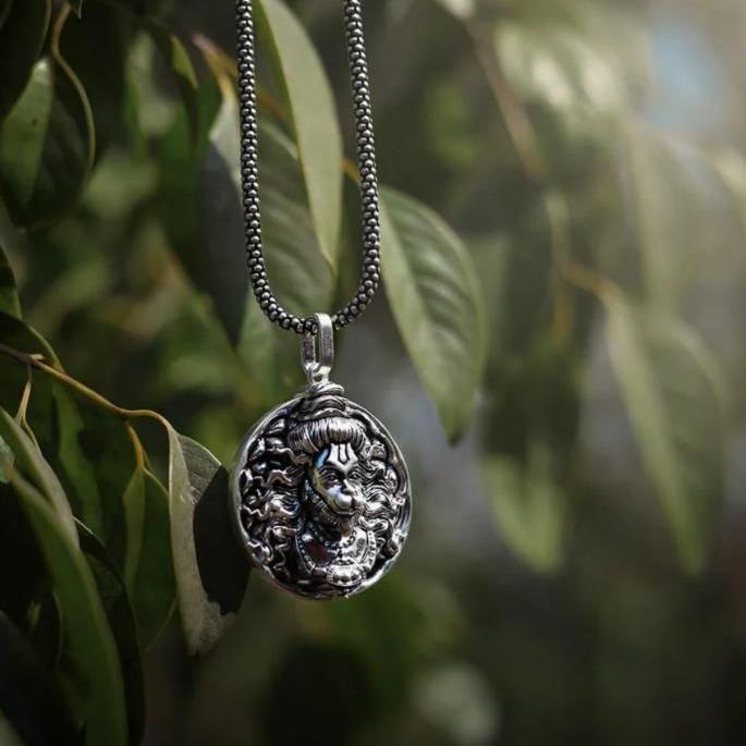 Silver Plated Hanuman Ji Locket With Chain