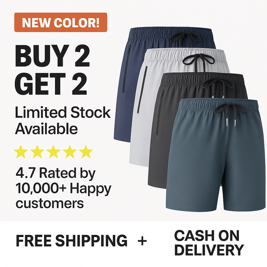 Men's Stretchable Cotton Shorts: Buy 2 Get 2 Free